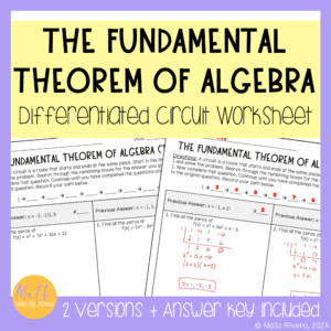 The fundamental theorem of algebra differentiated circuit worksheet cover