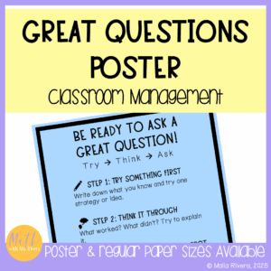 Great Questions Poster for Math Classrooms COVER