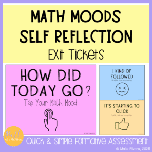 Math Exit Ticket Math Moods Self Reflection Posters COVER