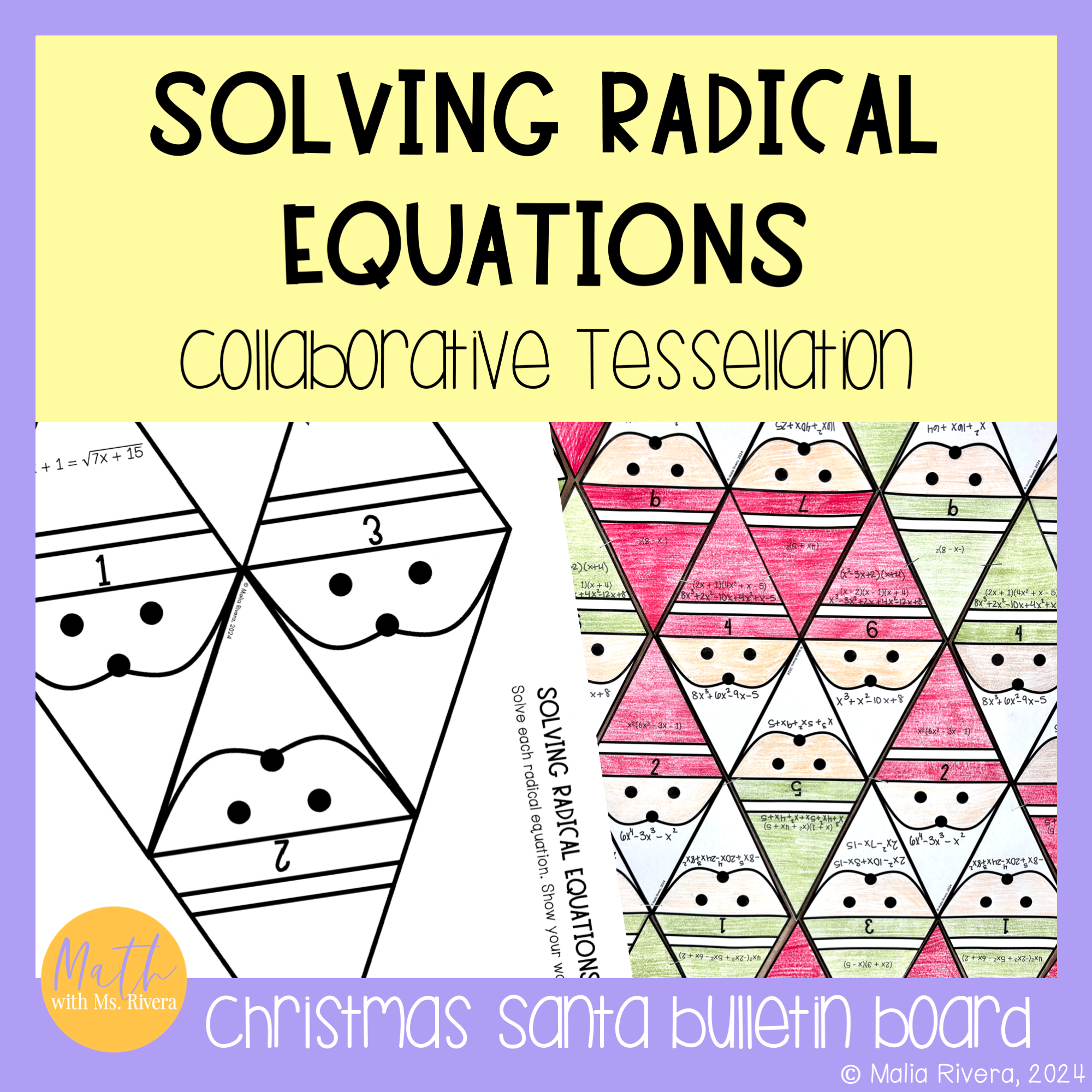 Solving Radical Equations Santa Tessellation Activity COVER
