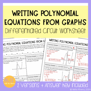 writing polynomial equations from graphs differentiated circuit worksheet cover