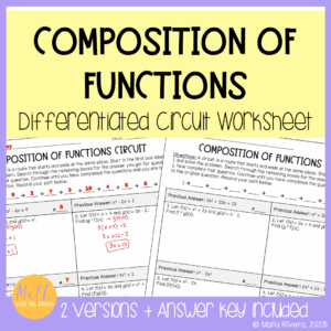 Composition of Functions Differentiated Circuit Worksheet Cover Image