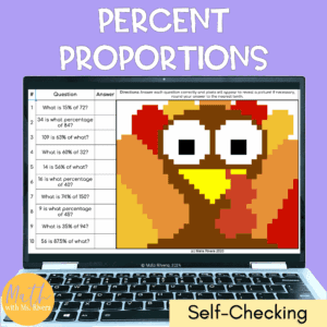 Percent Proportions Thanksgiving Pixel Art COVER