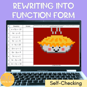 Rewriting into function form - Standard form into slope intercept form pixel art cover
