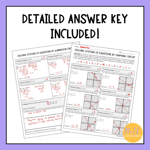 Solving Systems of Equations Unit Differentiated Circuit Worksheet ...