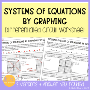 Solving Systems of Equations by Graphing Differentiated Circuit Worksheet COVER
