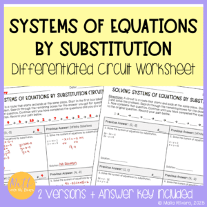 Solving Systems of Equations by Substitution Differentiated Circuit Worksheet COVER