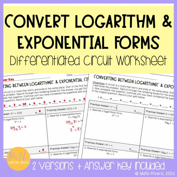 Converting Logarithmic and Exponential Forms Differentiated Circuit ...