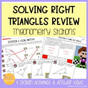 Right Triangle Trigonometry Review Stations COVER - Malia Rivera