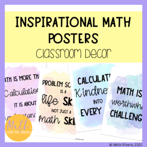 Inspirational math posters for middle school math classroom decor
