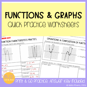 Functions and Graphs Practice Worksheets for Algebra 2 Homework